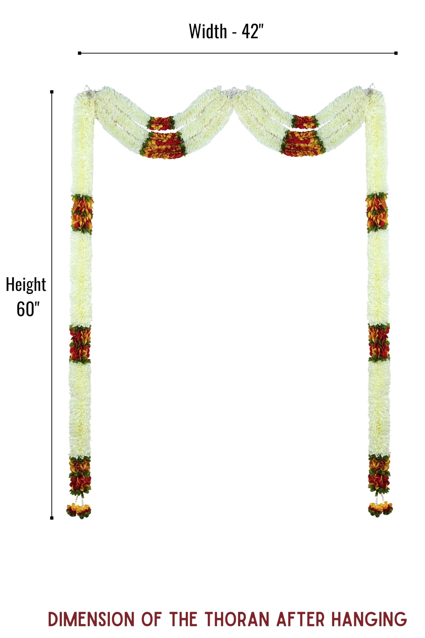 Toran for Main Door Entrance, Bandarwal for Festival, Pooja Mandir & Wedding, Handmade Traditional Flower Hanging for Home & Office Decor (42 inches 24 inches) White