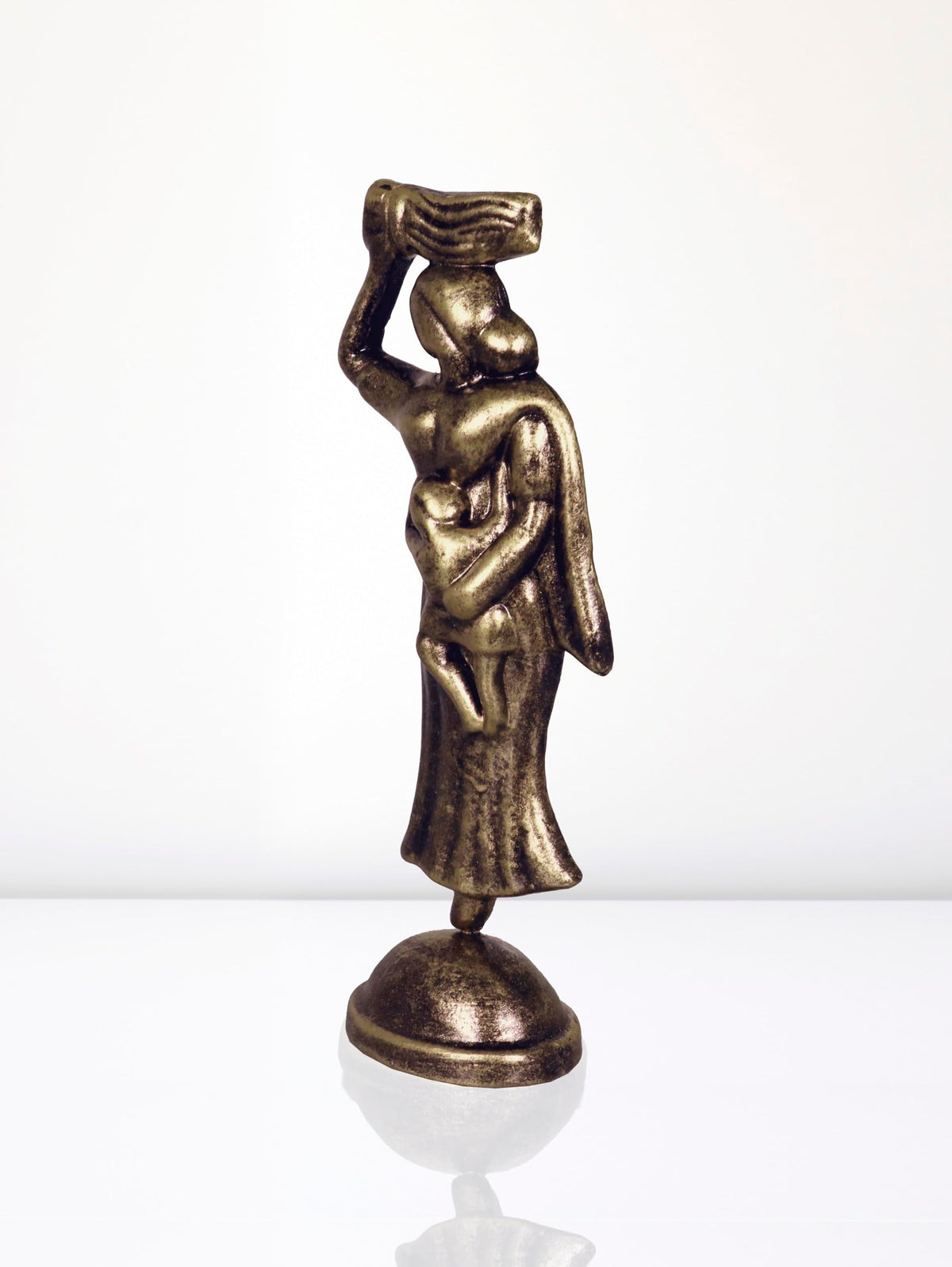 Niharika Collections Handmade Clay Terracotta Abstract Sculpture Farmer Mother Idol for Gifts and Décor (Metallic Golden)