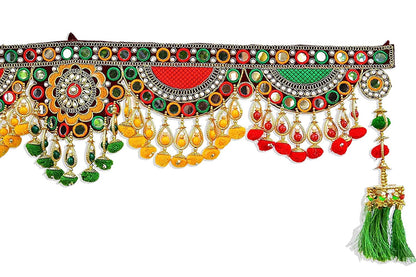 Toran Toranam Hanging Bandarwal for Main Entrance Door Pooja Room Wall Home Decoration Handmade Latest Vintage Traditional Multi Zula Pearl Beads (Type 1)