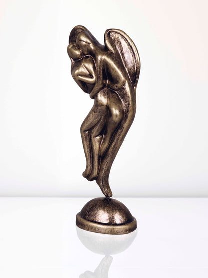 Niharika Collections Handmade Clay Terracotta Abstract Sculpture Love Angels Couple Idol for Gifts and Décor (Metallic Golden)