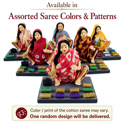 Niharika Collections Krishnanagar Handmade Terracotta Clay Woman Bangle Seller Miniature Idol Basic | Indian Churi Seller Home Decor, Golu Display and Gifting