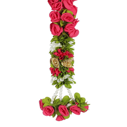 Toran for Main Door Entrance, Bandarwal for Festival, Pooja Mandir & Wedding, Handmade Traditional Flower Hanging for Home & Office Decor (42 inches 18 inches) Pink