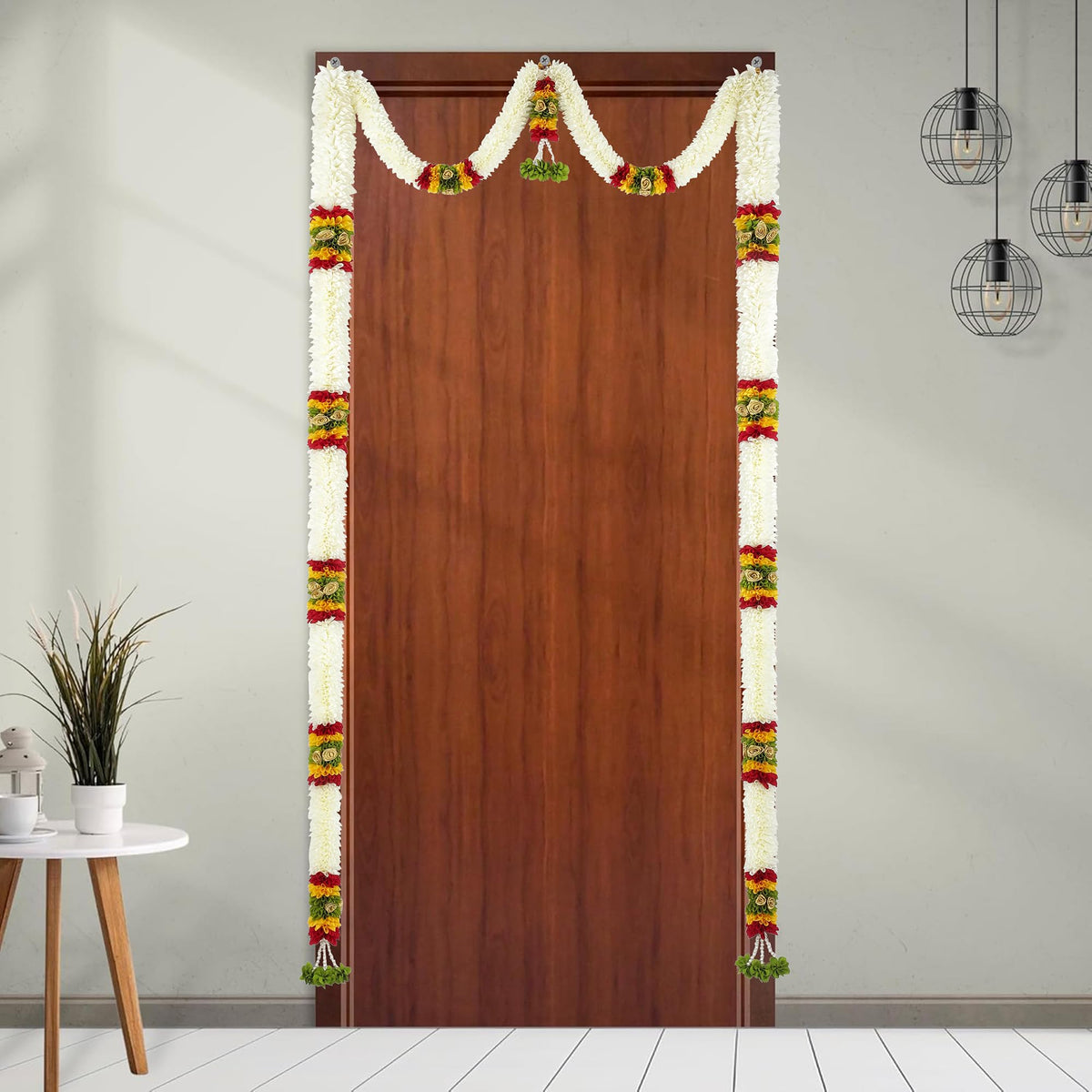 Toran for Main Door Entrance, Bandarwal for Festival, Pooja Mandir & Wedding, Handmade Traditional Flower Hanging for Home & Office Decor (42 inches 80 inches) White & Yellow