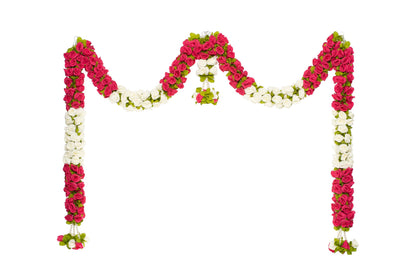 Toran for Main Door Entrance, Bandarwal for Festival, Pooja Mandir & Wedding, (42 inches x 30 inches) Handmade Traditional Flower Hanging for Home & Office Decor (Pink & White)