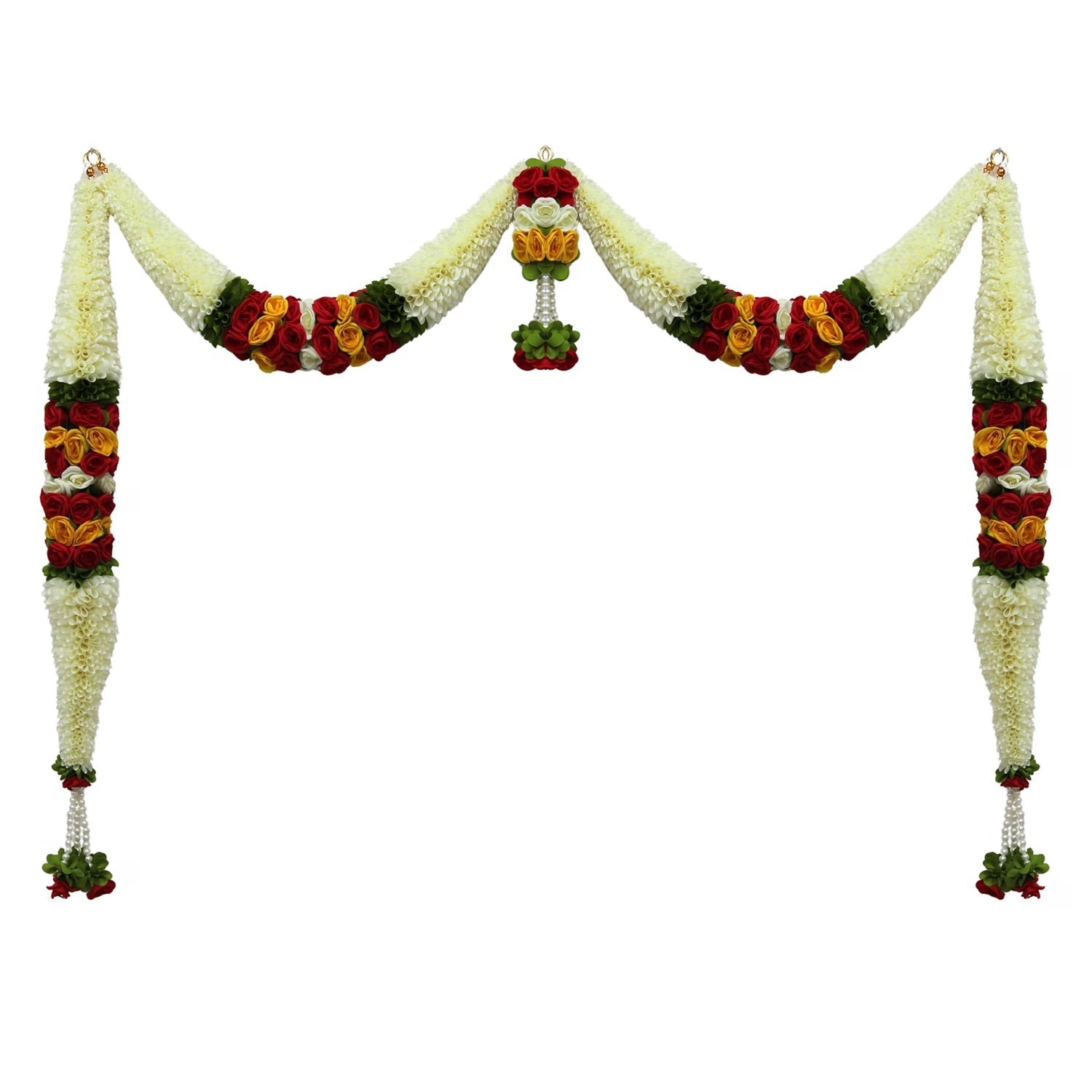 Toran for Main Door Entrance, Bandarwal for Festival, Pooja Mandir & Wedding, Handmade Traditional Flower Hanging for Home & Office Decor (White)