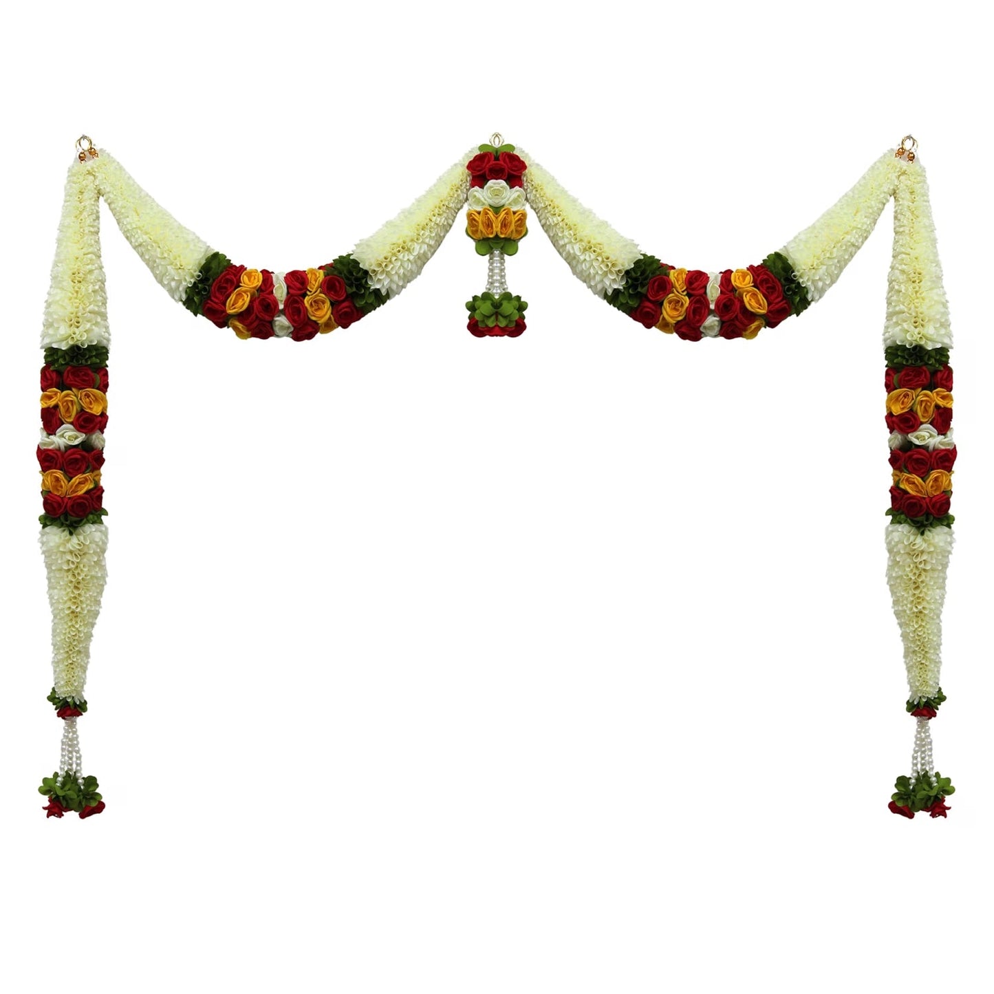 Toran for Main Door Entrance, Bandarwal for Festival, Pooja Mandir & Wedding, Handmade Traditional Flower Hanging for Home & Office Decor (White)
