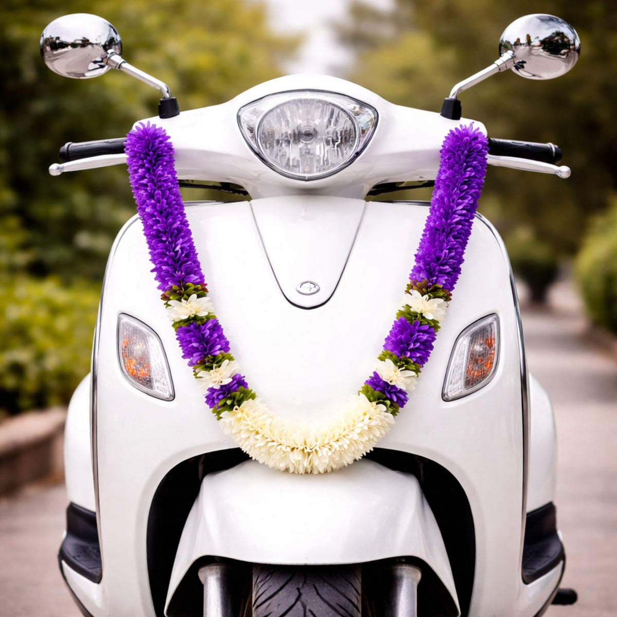 Flower Garland for Pooja Mandir Decoration, 40 Inches Hanging Mala for Photo Frame, Haar Mala for God Idols, Photo Frames of Loved Ones, Ancestors, Pitra & Pooja Room Décor (Purple)
