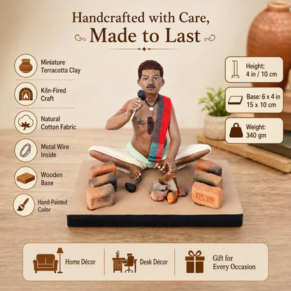Niharika Collections Krishnanagar Handmade Clay Gift & Décor | Standard- Sitting Human Figure Miniature Idol - Brick Breaker