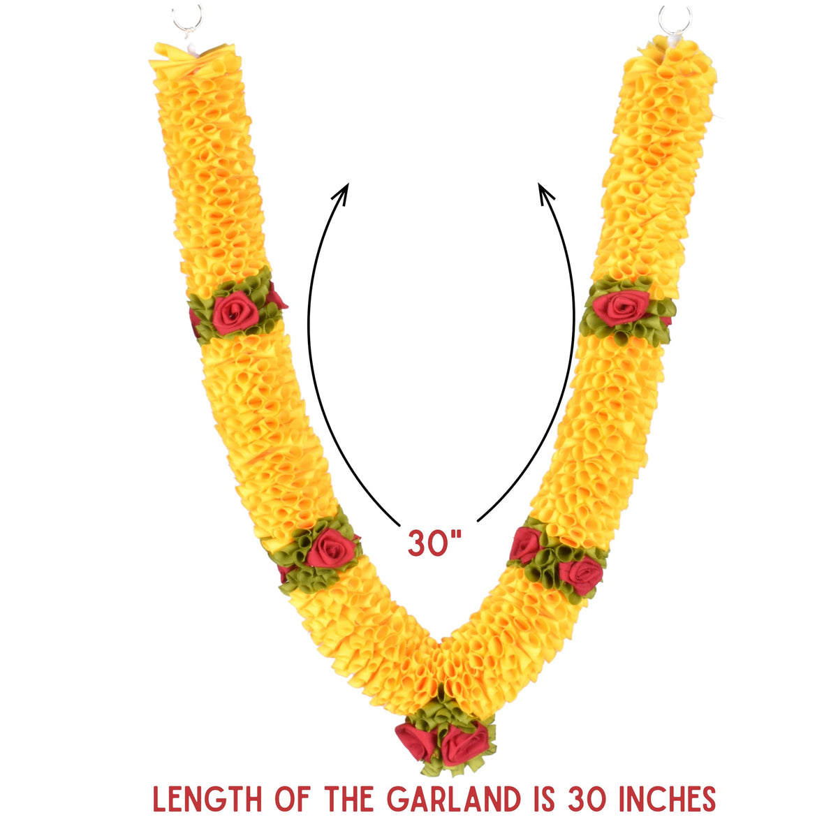 Handcrafted Artificial Flower Garland, 30 Inches Garland for Photo Frame, God Idol, Home Décor, Ugadi, Sankranti, Varalakshmi, Diwali, Navaratri & Wedding (Yellow,Pack of 2)