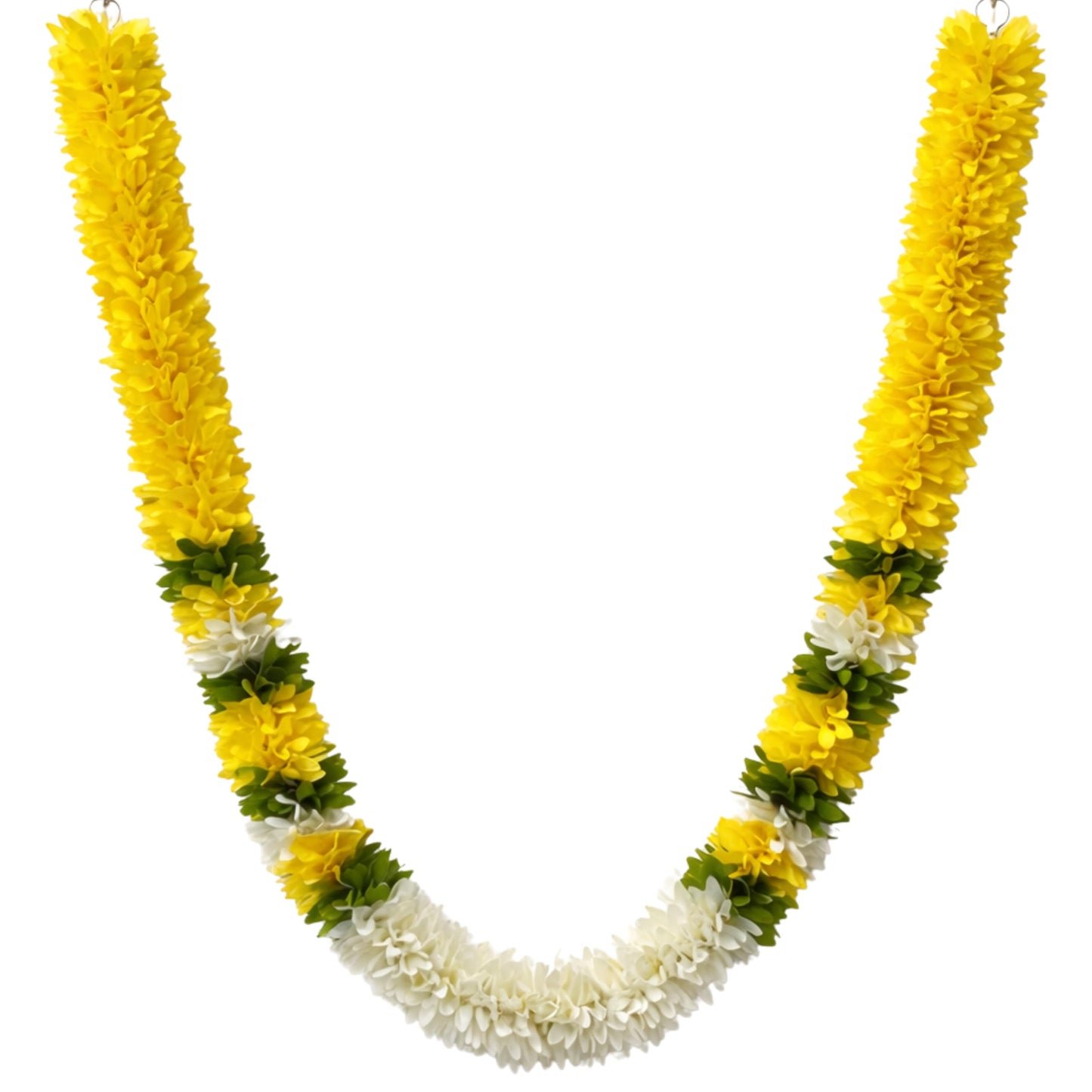 Flower Garland for Pooja Mandir Decoration, 40 Inches Hanging Mala for Photo Frame, Haar Mala for God Idols, Photo Frames of Loved Ones, Ancestors, Pitra & Pooja Room Décor (Yellow)