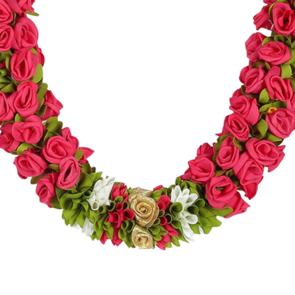 Toran for Main Door Entrance, Bandarwal for Festival, Pooja Mandir & Wedding, Handmade Traditional Flower Hanging for Home & Office Decor (42 inches 18 inches) Pink