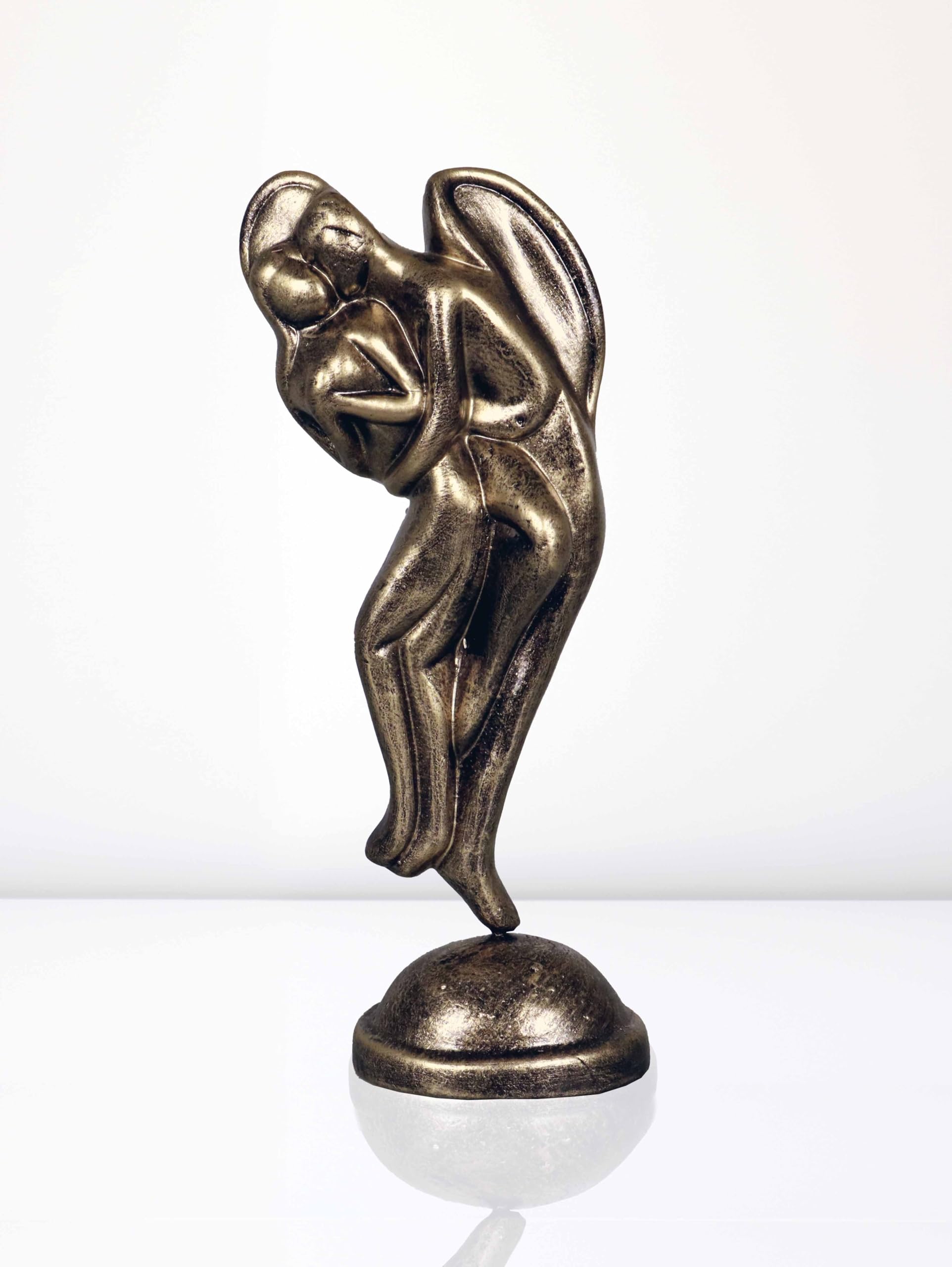 Niharika Collections Handmade Clay Terracotta Abstract Sculpture Love Angels Couple Idol for Gifts and Décor (Metallic Golden)