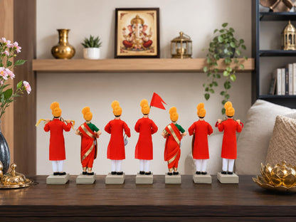 Niharika Collections Handmade Clay Terracotta | GANPATI VISARJAN Band – Set of 7 | Musical Miniature Idols