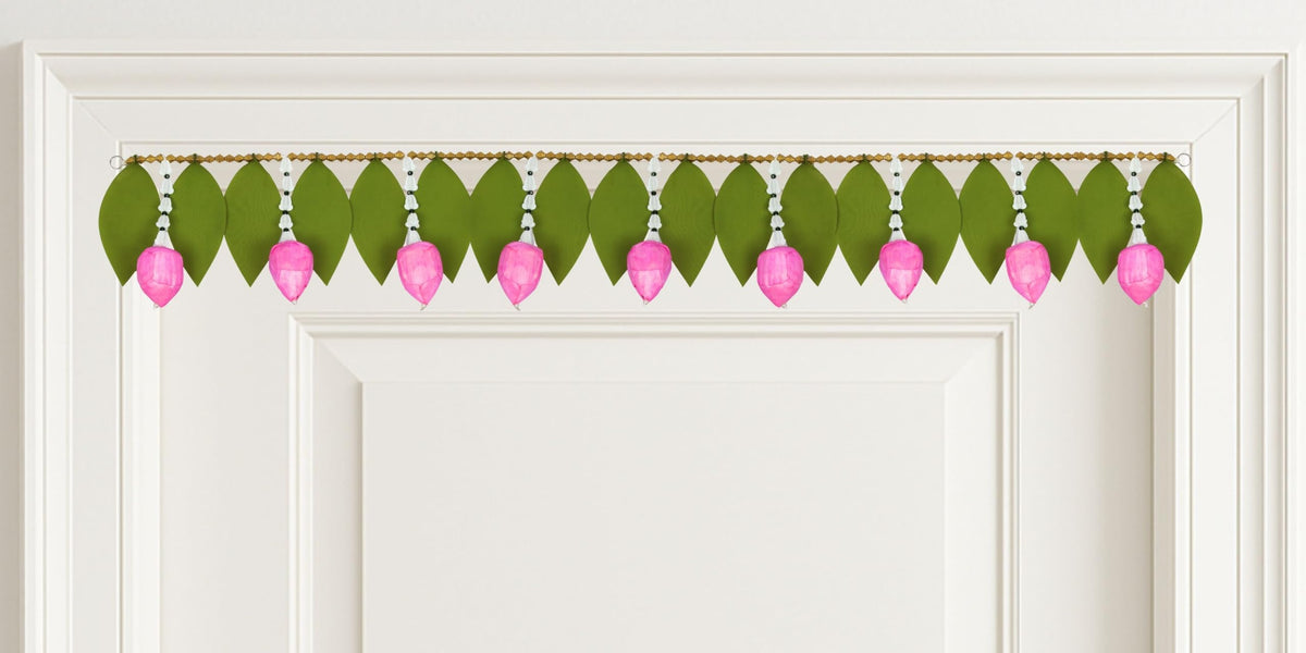 Toran for Main Door Entrance, Handmade Mango Leaf Toran, Traditional Bandarwal for Festival, Wedding & Home Decor, Artificial Leaf Door Hanging (42 x 7 Inches, Green)