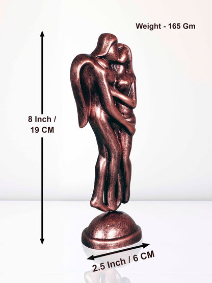 Niharika Collections Handmade Clay Terracotta Abstract Sculpture Loving Angels Idol for Gifts and Décor (Metallic Bronze)