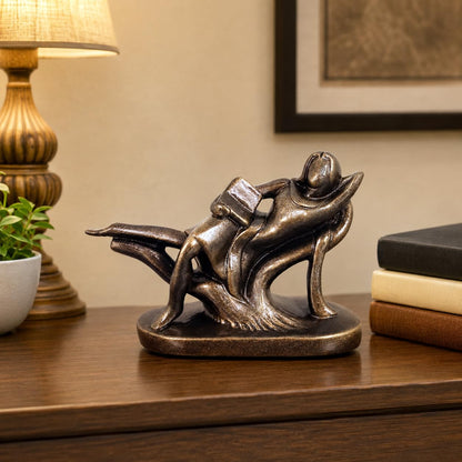Niharika Collections Handmade Clay Terracotta Abstract Sculpture | Home Décor & Gift | Cultural Art | Reader Sitting on Tree Branch Idol