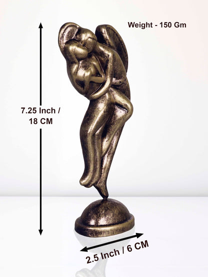 Niharika Collections Handmade Clay Terracotta Abstract Sculpture Love Angels Couple Idol for Gifts and Décor (Metallic Golden)