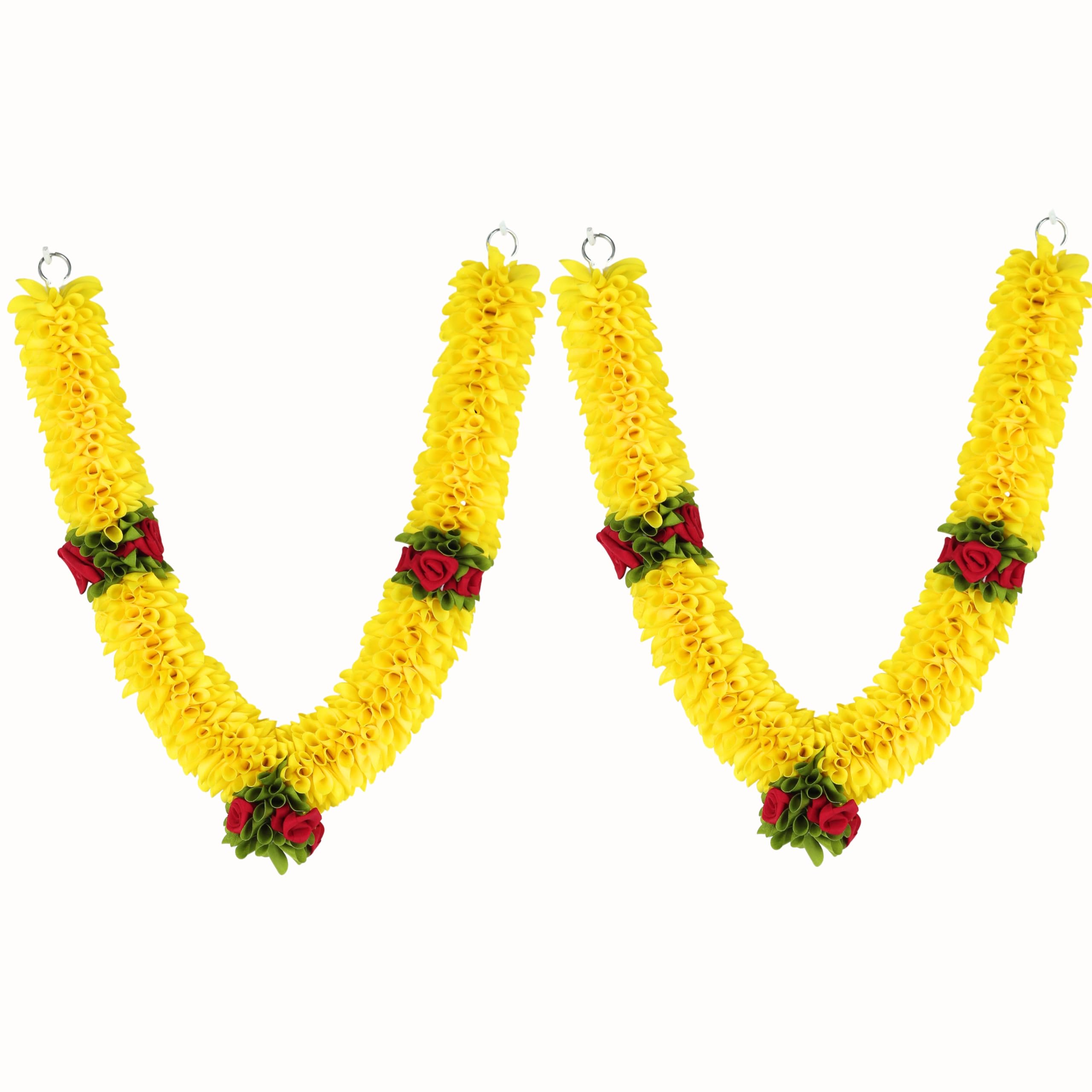 Handcrafted Artificial Flower Garland, 20 Inches Garland for Photo Frame, God Idol, Home Dcor, Ugadi, Sankranti, Varalakshmi, Diwali, Rakhi & Wedding (Pack of 2)