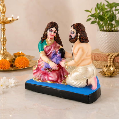 Niharika Collections Devaki and Vasudev with Baby Krishna Clay Terracotta Idol | Spiritual and Cultural Art | Home Décor & Gift