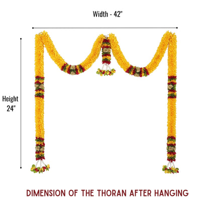 Toran for Main Door Entrance, Bandarwal for Festival, Pooja Mandir & Wedding, (42 inches x 24 inches) Handmade Traditional Flower Hanging for Home & Office Decor (Golden Yellow)