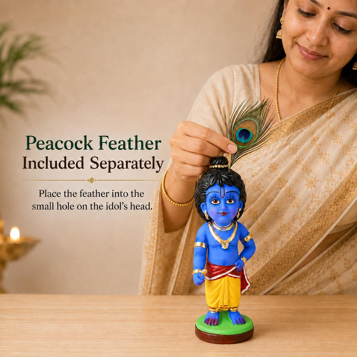 Niharika Collections Bal Krishna Clay Idols Handcrafted Divine Devotional Art Suitable for Home Decor, Gift Purpose (Pack of 1)