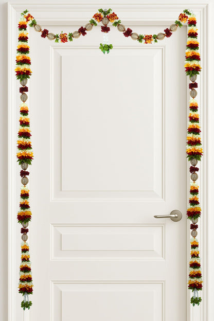Toran for Main Door, Bandarwal for Festival, Pooja Mandir & Decoration, Handmade Traditional Flower Hanging for Door Entrance, Home & Office Decor (42 inches 72 inches)