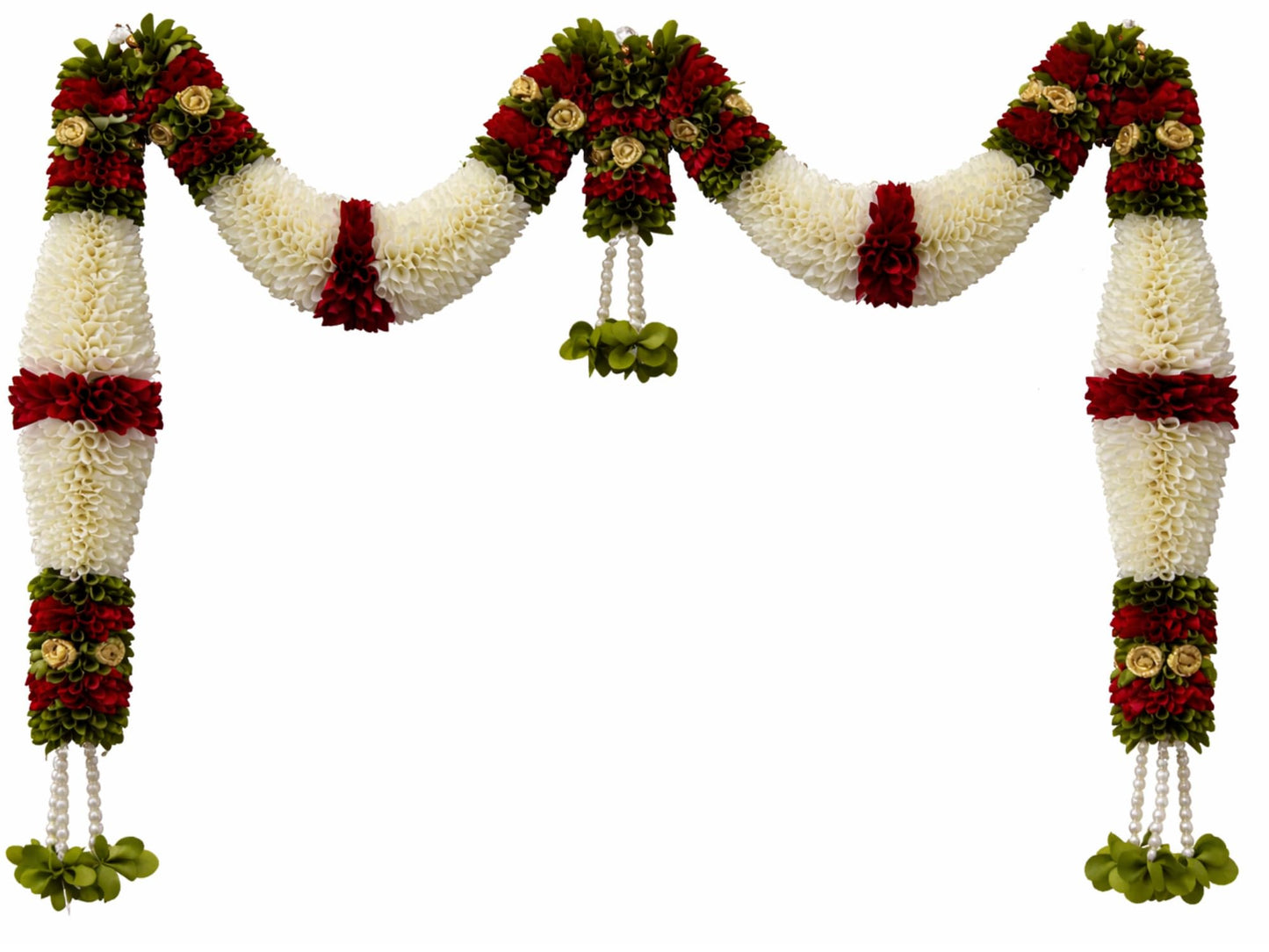 Maroon & Green Hanging Artificial Flower Toran for Main Door Entrance, Reusable Thoran for Pooja Mandir, Living Room & Home Décor, Bandarwal for Festival Decoration (42x25 inch)
