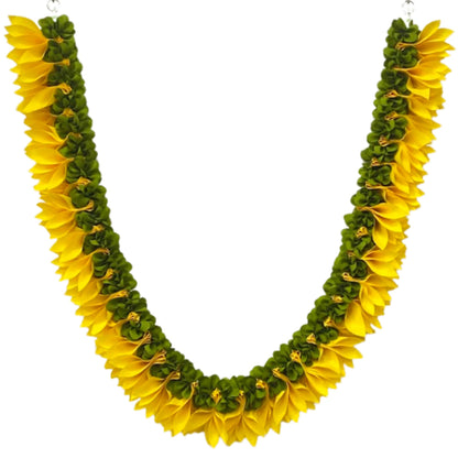 Artificial Champa Flower Garland for Decoration, Golden Yellow Floral Mala for God Idols, Photo Frames, Pooja, Mandir, Wedding & Festive Home Décor