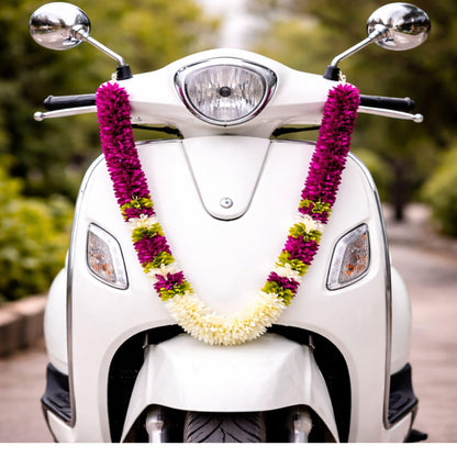 Flower Garland for Pooja Mandir Decoration, 40 Inches Hanging Mala for Photo Frame, Haar Mala for God Idols, Photo Frames of Loved Ones, Ancestors, Pitra & Pooja Room Décor (Voilet)