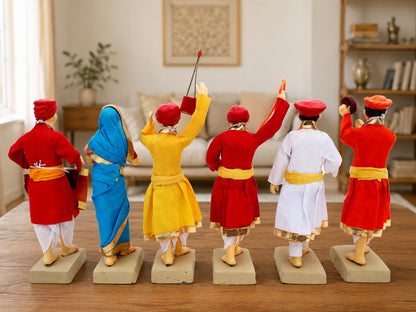Niharika Collections Handmade Clay Terracotta | GONDHALI Folk Team – Set of 6 | Traditional Folk Art Miniature Idols