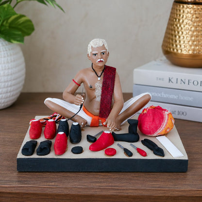 Niharika Collections Krishnanagar Handmade Clay Brick Breaker Idol, Sitting Human Figure Miniature,Handcrafted Indian Art,Multicolour Home Décor, Golu Display & Gifting-15.2 x 10.2 x 10.2 cm