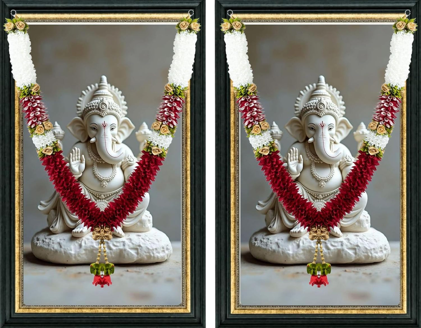 A Pair of Artificial Garland for Wedding, 50 Inches Handcrafted Artificial Flower Garland for Sankranti Ugadi Varamahalakshmi Wedding Event, Diwali & Navaratri Festivals (Maroon)