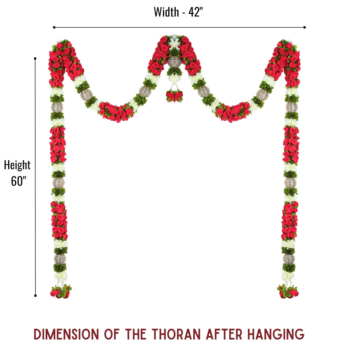 Toran for Main Door Entrance, Bandarwal for Festival, Pooja Mandir & Wedding, Handmade Traditional Flower Hanging for Home & Office Decor (Red)