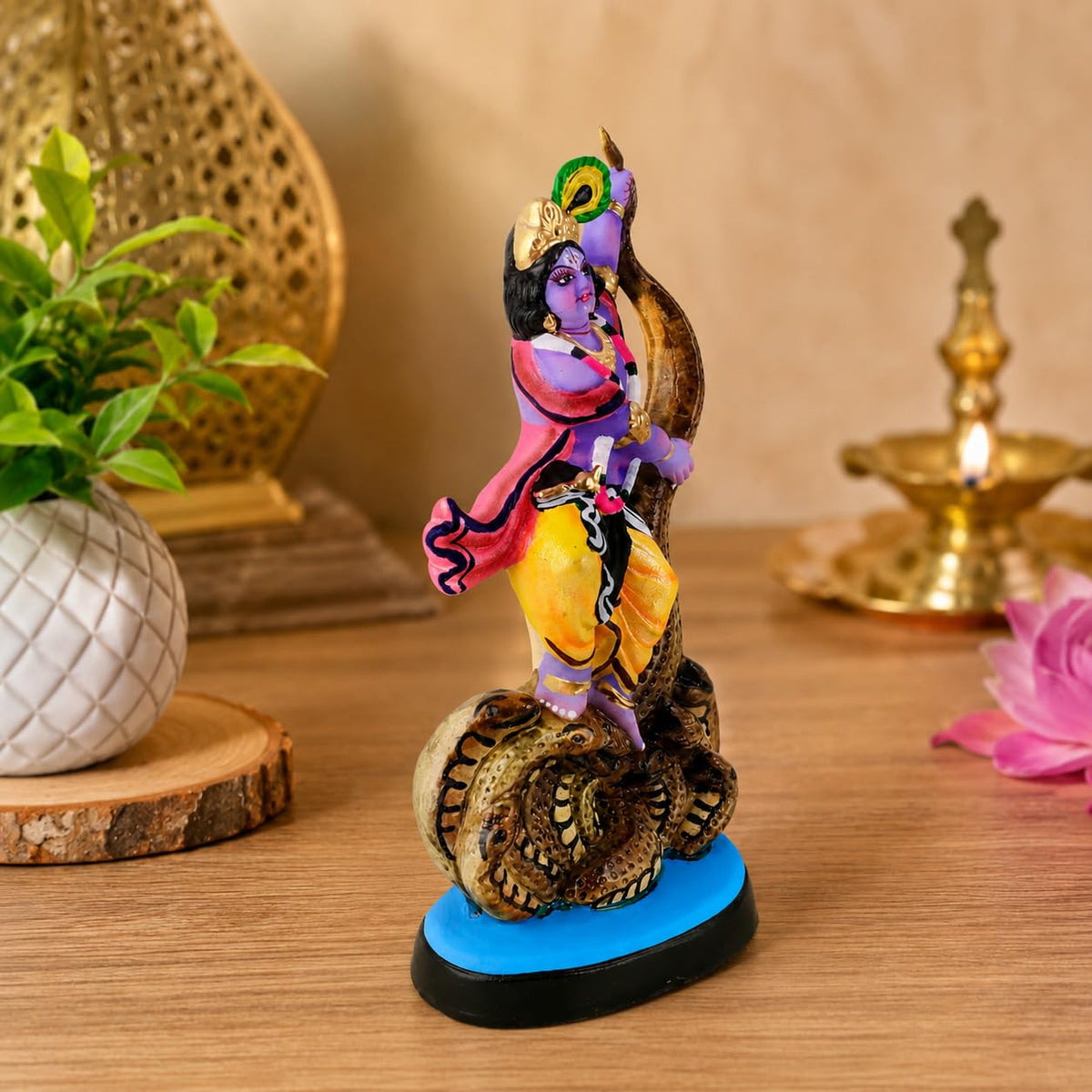 Niharika Collections Krishna's Kaliya Naag Daman Clay Terracotta Idol | Spiritual & Cultural Art | Handmade Décor & Gift