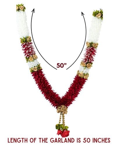Artificial Garland for Home Decoration, 50 Inches Handcrafted Artificial Garland for Sankranti Ugadi Varamahalakshmi Wedding Event, Diwali & Navaratri Festivals (Maroon)