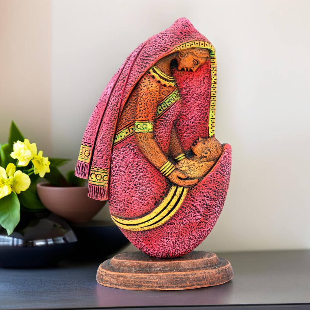 Niharika Collections Handmade Terracotta Clay Idol | Spiritual Vintage Style Statue |Musical Ganesha-Set of 6 -Purple Shade