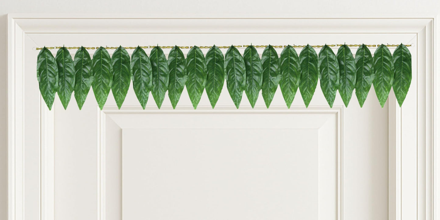 Toran for Main Door Entrance, Handmade Mango Leaf Toran, Traditional Bandarwal for Festival, Pooja, Wedding & Home Decor, Artificial Leaf Doorway Hanging (42 x 5.5 Inches, Green)