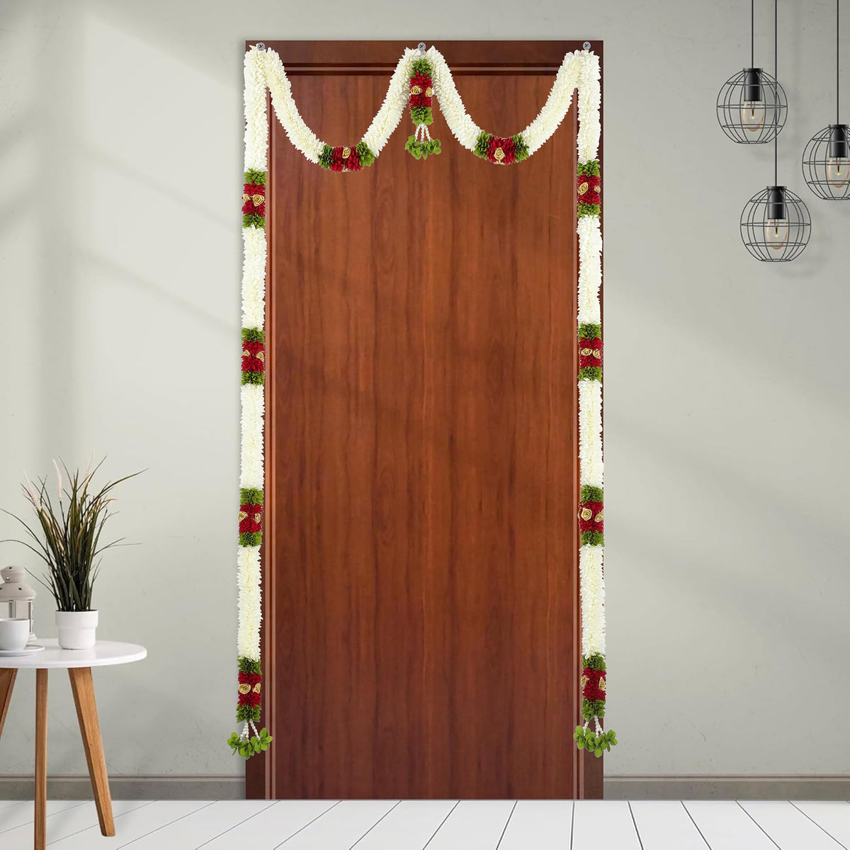 Toran for Main Door Entrance, Bandarwal for Festival, Pooja Mandir & Wedding, Handmade Traditional Flower Hanging for Home & Office Decor (42 inches 60 inches) White