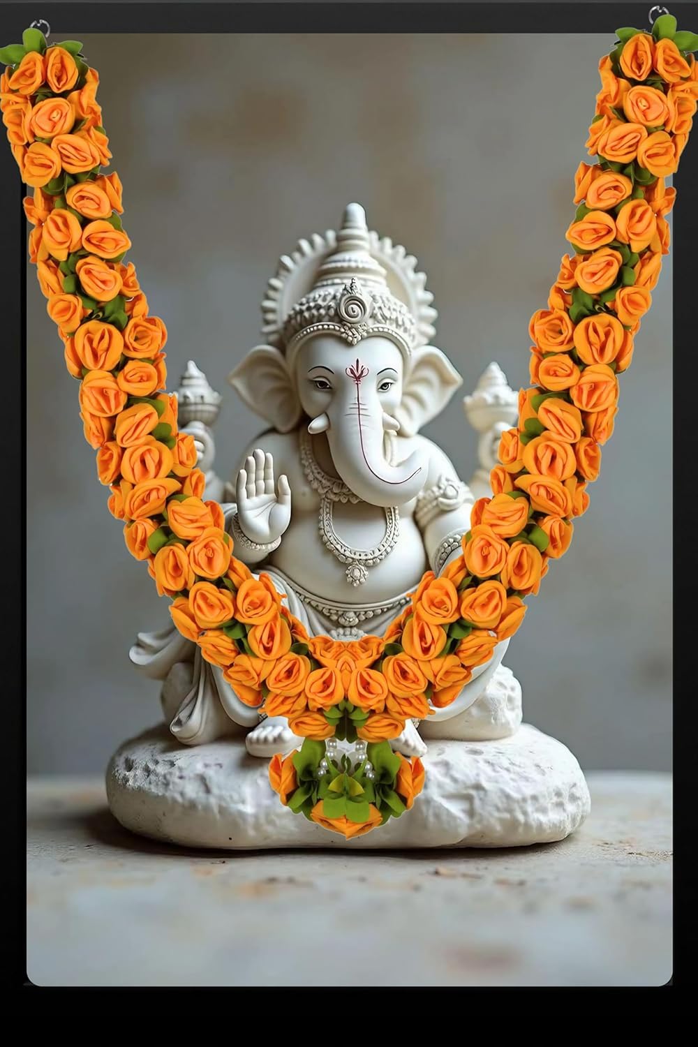 Artificial Garland for Home Decoration, 40 Inches Handcrafted Artificial Rose Flower Garland for Sankranti Ugadi Varamahalakshmi Wedding, Diwali & Navaratri Festivals (Orange)