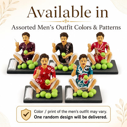 Niharika Collections Krishnanagar Handmade Clay Gift & Décor | Basic- Sitting Human Figure Miniature Idol - Coconut Seller