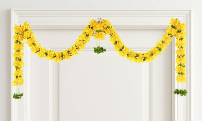 Toran for Main Door Entrance, Bandarwal for Festival, Pooja Mandir & Wedding, Handmade Traditional Flower Hanging for Home & Office Decor (40 inches 18 inches) Yellow