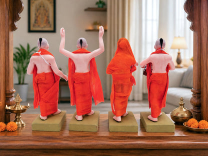 Niharika Collections Handmade Terracotta ISKCON Sankirtan Mandali Idol Set |6 Inch Clay Devotional Figurines with Fabric Dress for Mandir Decor and Gifting