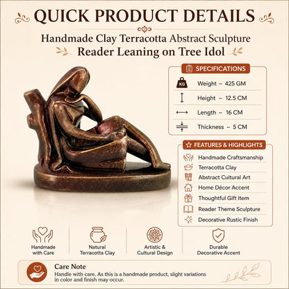 Niharika Collections Handmade Clay Terracotta Abstract Sculpture | Home Décor & Gift | Cultural Art | Reader Leaning on Tree Idol