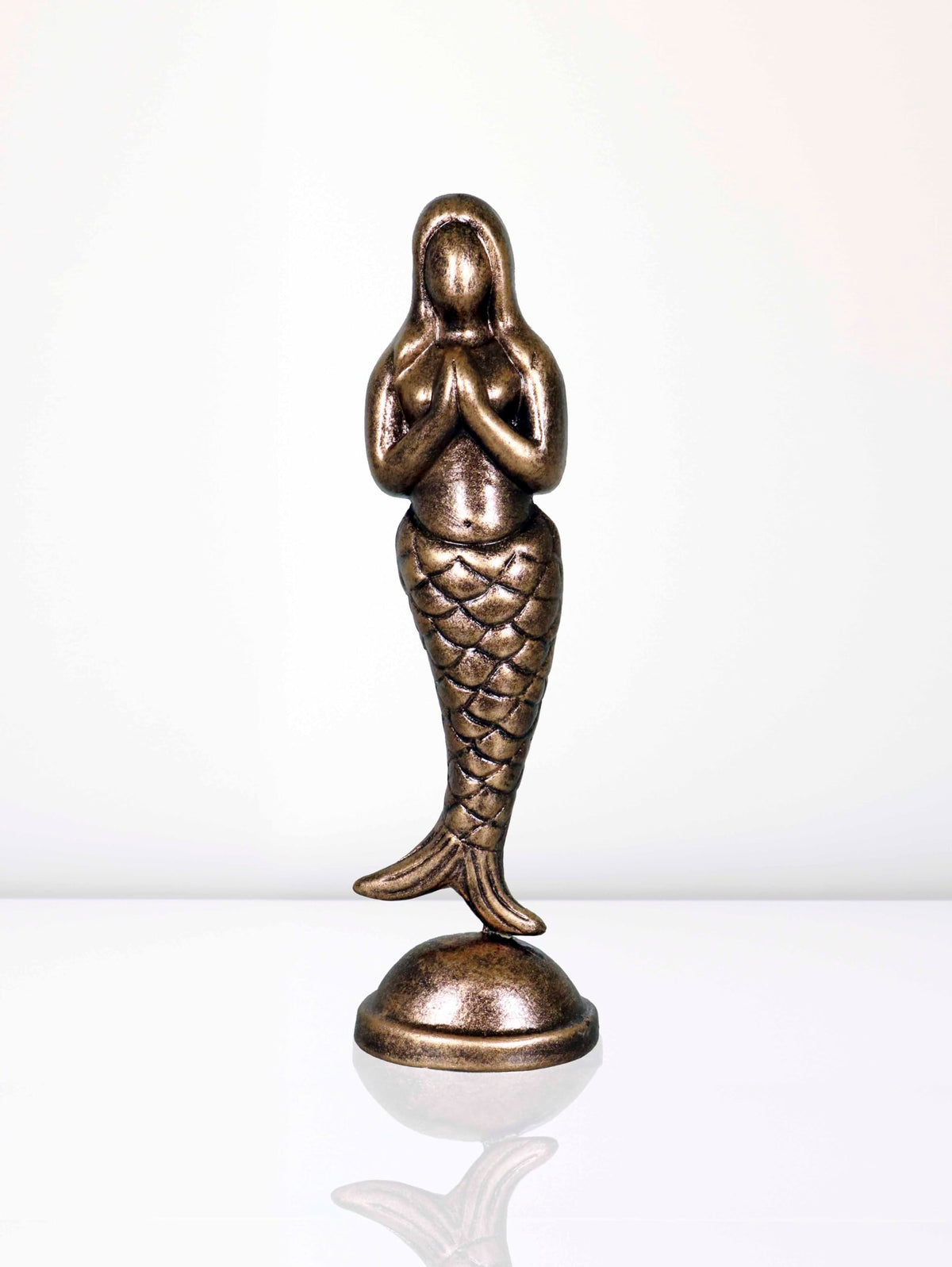 Niharika Collections Handmade Clay Terracotta Abstract Sculpture Matsya Kanya Idol for Gifts and Décor (Metallic Golden)