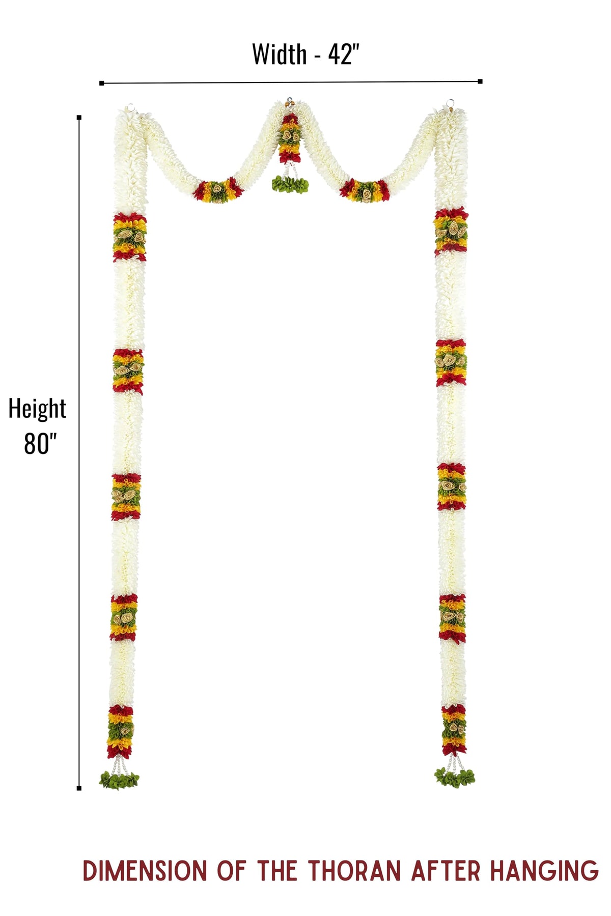 Toran for Main Door Entrance, Bandarwal for Festival, Pooja Mandir & Wedding, Handmade Traditional Flower Hanging for Home & Office Decor (42 inches 80 inches) White & Yellow