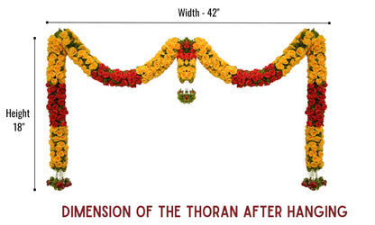 Toran for Main Door Entrance, Bandarwal for Festival, Pooja Mandir & Wedding, Handmade Traditional Flower Hanging for Home & Office Decor (42 inches 18 inches) Yellow
