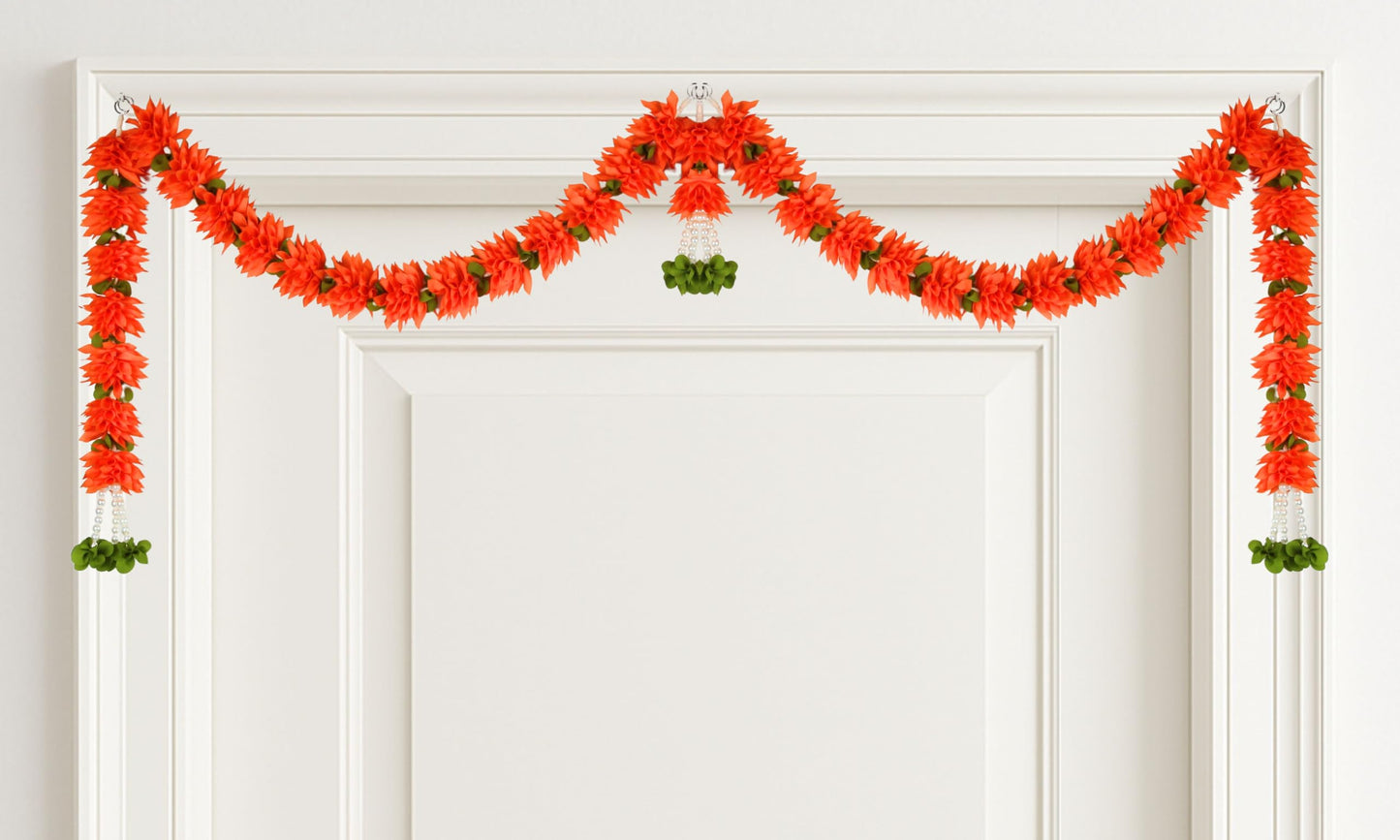 Toran for Main Door Entrance, Bandarwal for Festival, Pooja Mandir & Wedding, Handmade Traditional Flower Hanging for Home & Office Decor (42 inches 18 inches) Red