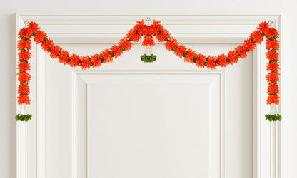 Toran for Main Door Entrance, Bandarwal for Festival, Pooja Mandir & Wedding, Handmade Traditional Flower Hanging for Home & Office Decor (42 inches 18 inches) Red
