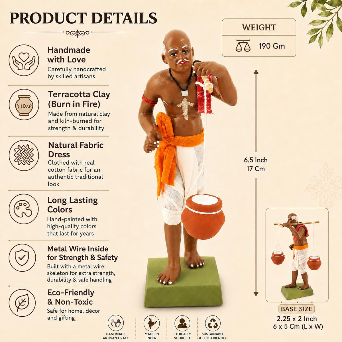 Niharika Collections Krishnanagar Handmade Clay Human Figure Gift & Decor (Indian Curd Seller)