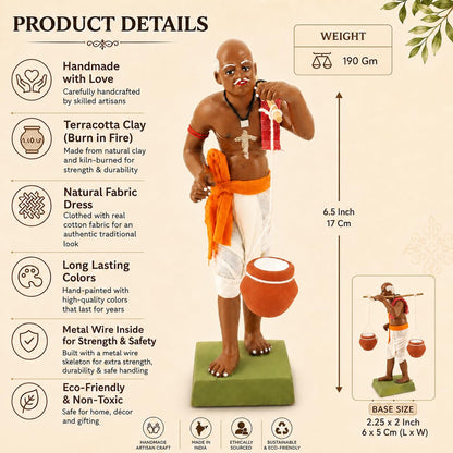 Niharika Collections Krishnanagar Handmade Clay Human Figure Gift & Decor (Indian Curd Seller)